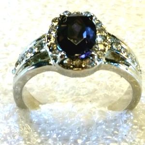 Amethyst and silver women's ring
